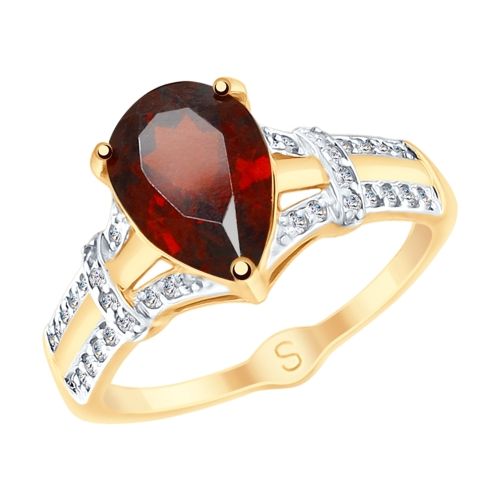 Сапфир каталог товаров Кольцо из золота с фианитом, гранатом