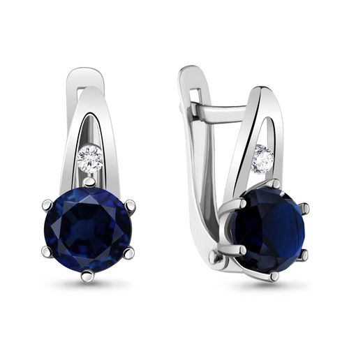 Сапфир каталог товаров Серьги из серебра с фианитом, сапфиром
