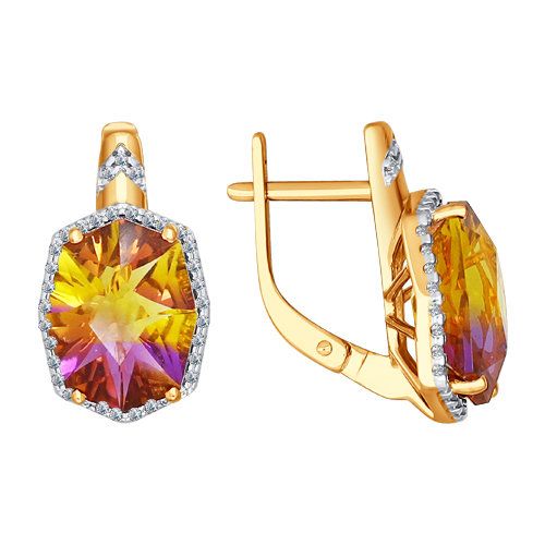 Сапфир каталог товаров Серьги из золота с фианитом, аметрином