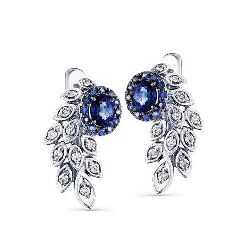 Сапфир каталог товаров Серьги из белого золота с бриллиантом, сапфиром