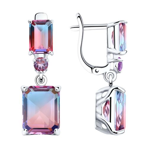 Сапфир каталог товаров Серьги из серебра с ситаллом, фианитом