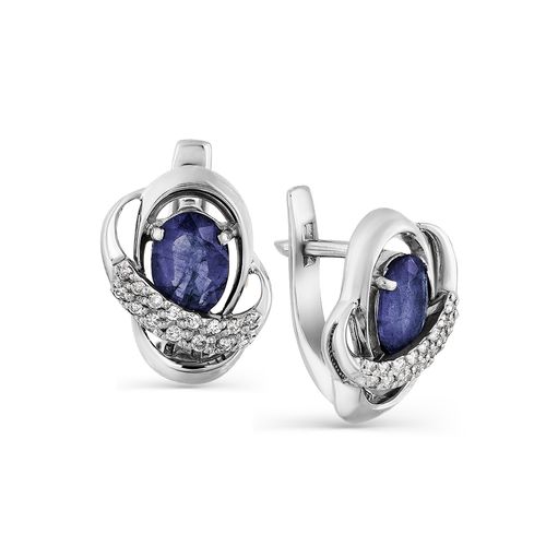 Сапфир каталог товаров Серьги из белого золота с сапфиром, бриллиантом