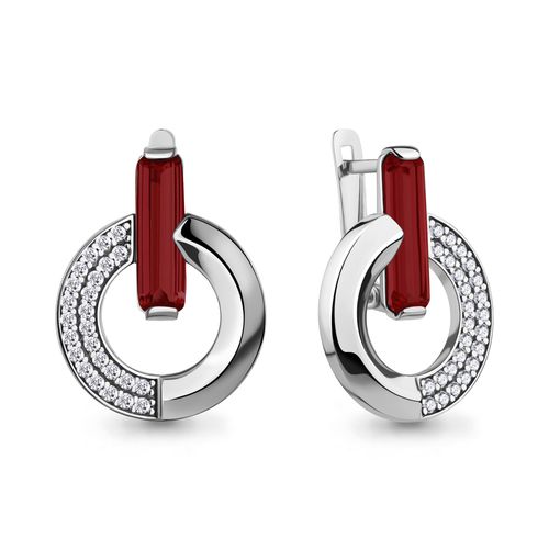 Сапфир каталог товаров Серьги из серебра с фианитом, гранатом