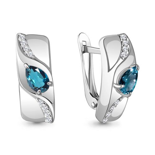 Сапфир каталог товаров Серьги из серебра с фианитом, топазом