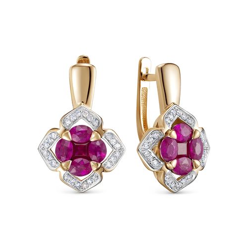 Сапфир каталог товаров Серьги из золота с бриллиантом, рубином