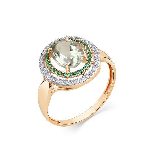 Сапфир каталог товаров Кольцо из золота с фианитом, празиолитом