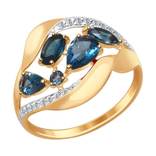 Сапфир каталог товаров Кольцо из золота с фианитом, топазом