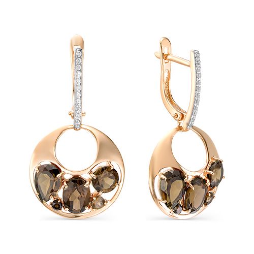 Сапфир каталог товаров Серьги из золота с фианитом, раух-топазом