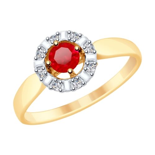 Сапфир каталог товаров Кольцо из золота с фианитом, рубином