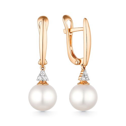 Сапфир каталог товаров Серьги из золота с фианитом, жемчугом