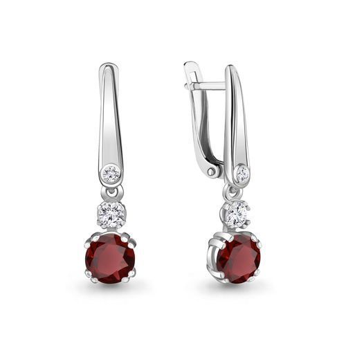 Сапфир каталог товаров Серьги из серебра с фианитом, гранатом