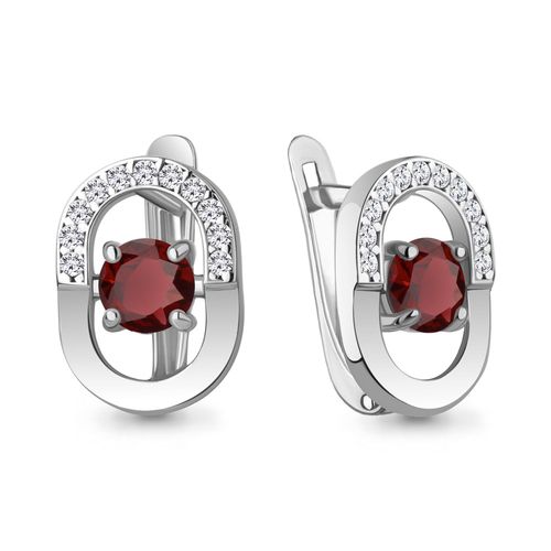 Сапфир каталог товаров Серьги из серебра с фианитом, гранатом