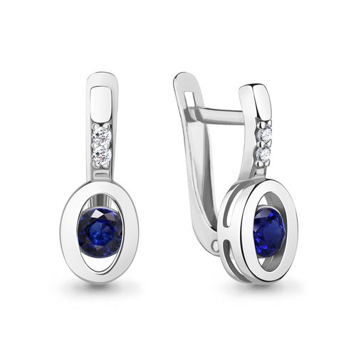 Сапфир каталог товаров Серьги из серебра с фианитом, сапфиром