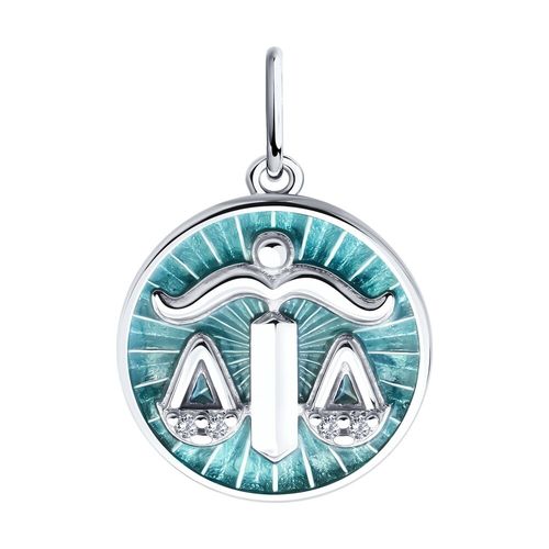 Сапфир каталог товаров Подвеска знак зодиака из серебра с фианитом, эмалью