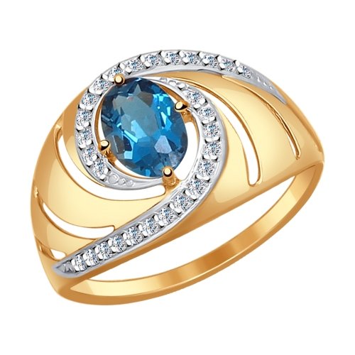 Сапфир каталог товаров Кольцо из золота с фианитом, топазом