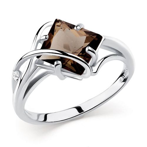 Сапфир каталог товаров Кольцо из серебра с фианитом, раух-топазом