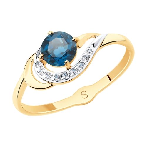 Сапфир каталог товаров Кольцо из золота с фианитом, топазом