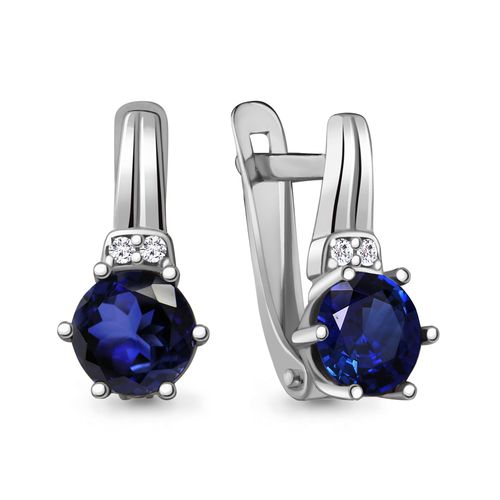Сапфир каталог товаров Серьги из серебра с фианитом, сапфиром