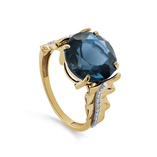 Сапфир каталог товаров Кольцо из желтого золота с бриллиантом, топазом