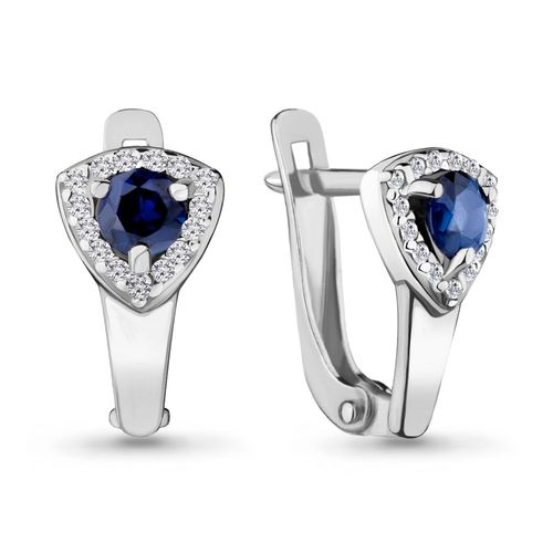 Сапфир каталог товаров Серьги из серебра с фианитом, сапфиром
