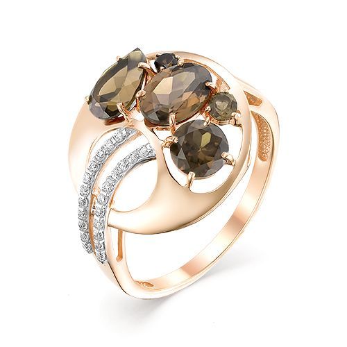 Сапфир каталог товаров Кольцо из золота с раух-топазом, фианитом