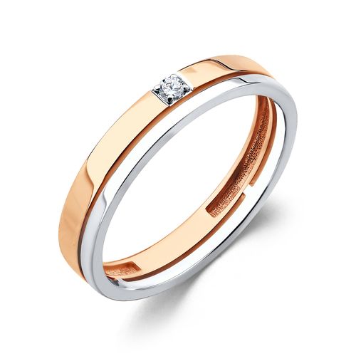 Сапфир каталог товаров Кольцо обручальное из комбинированного золота с бриллиантом