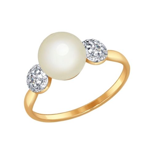 Сапфир каталог товаров Кольцо из золота с фианитом, жемчугом