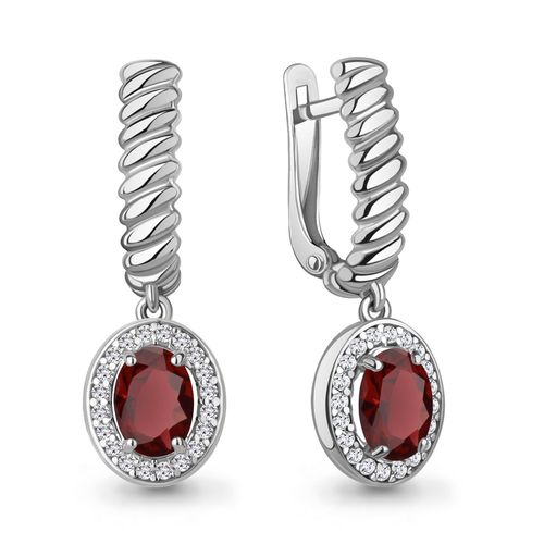 Сапфир каталог товаров Серьги из серебра с фианитом, гранатом