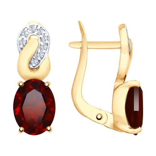 Сапфир каталог товаров Серьги из золота с фианитом, гранатом