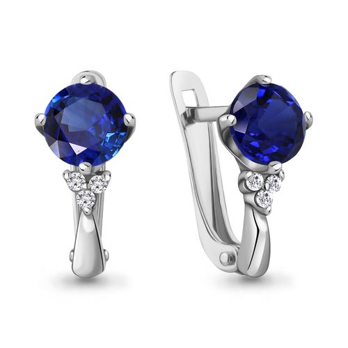 Сапфир каталог товаров Серьги из серебра с фианитом, сапфиром