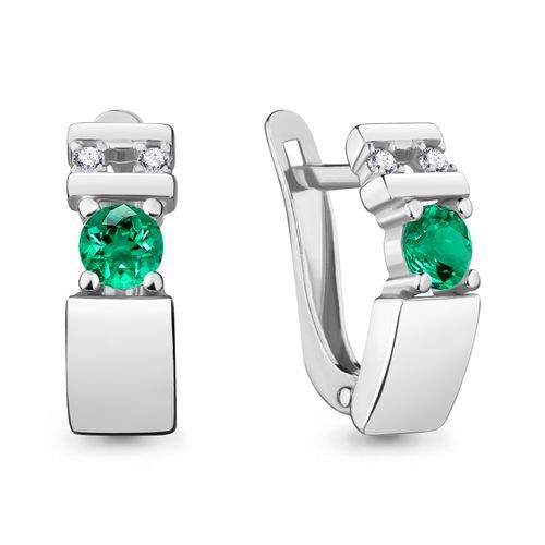 Сапфир каталог товаров Серьги из серебра с фианитом, изумрудом