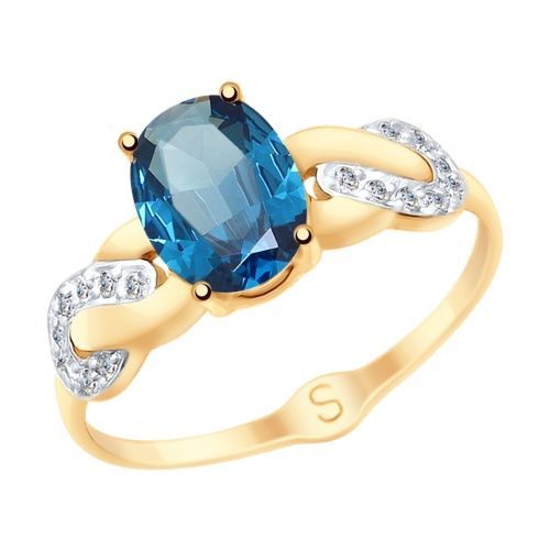 Сапфир каталог товаров Кольцо из золота с фианитом, топазом
