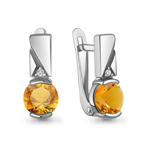 Сапфир каталог товаров Серьги из серебра с фианитом, цитрином