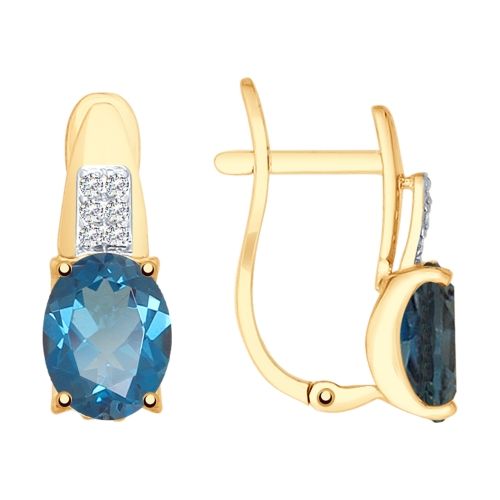 Сапфир каталог товаров Серьги из золота с фианитом, топазом