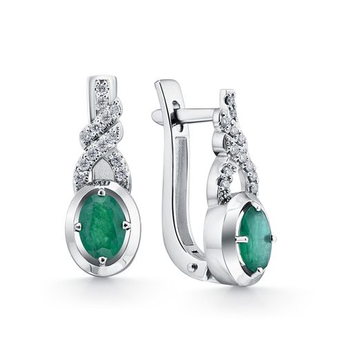 Сапфир каталог товаров Серьги из белого золота с бриллиантом, изумрудом Сапфир каталог товаров Серьги из белого золота с бриллиантом, изумрудом