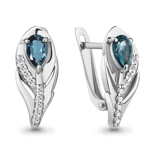 Сапфир каталог товаров Серьги из серебра с фианитом, топазом