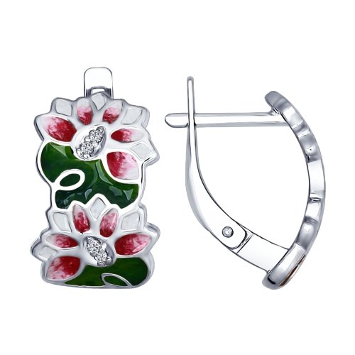 Сапфир каталог товаров Серьги из серебра с фианитом, эмалью