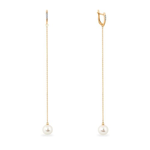 Сапфир каталог товаров Серьги из золота с фианитом, жемчугом