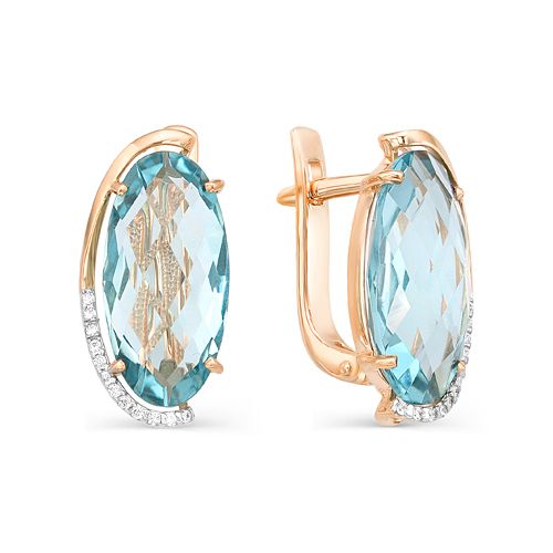 Сапфир каталог товаров Серьги из золота с фианитом, аквамарином