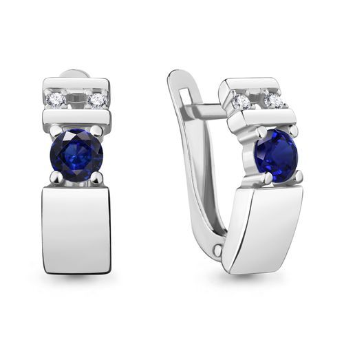 Сапфир каталог товаров Серьги из серебра с фианитом, сапфиром