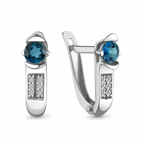 Сапфир каталог товаров Серьги из серебра с фианитом, топазом