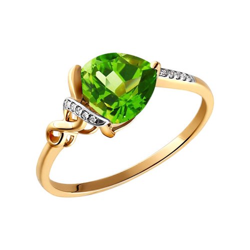 Сапфир каталог товаров Кольцо из золота с фианитом, хризолитом